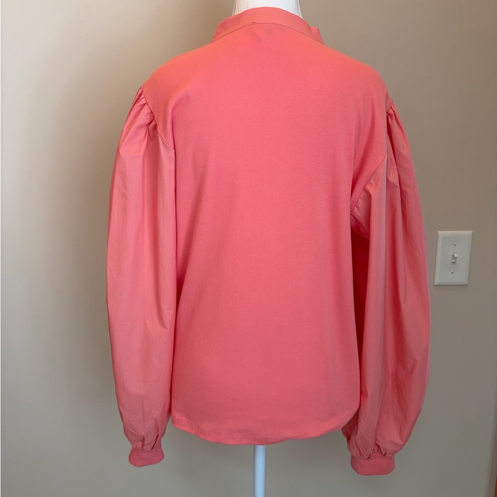 #417 1. State NWT Coral Peach V-Neck Puff Sleeve Blouse - Picture 8 of 11
